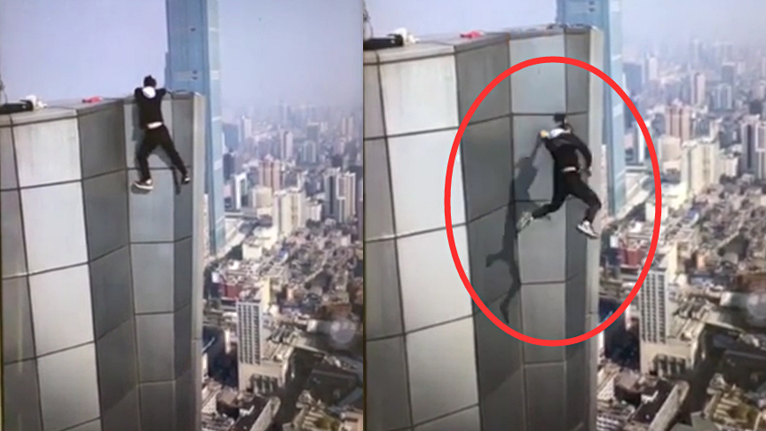 国内高空挑战第一人坠楼画面曝光挣扎了约20秒